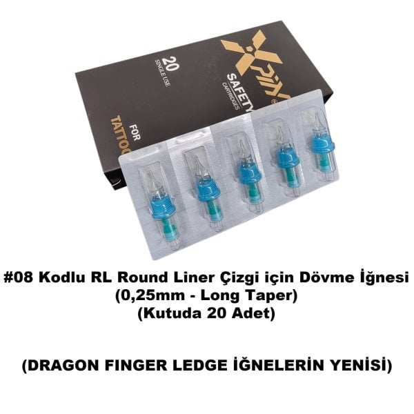 Dragon Xpin Finger Ledge #08 Kodlu RL Kartuş Dövme İğnesi Çizgi İçin Cartridge İğne