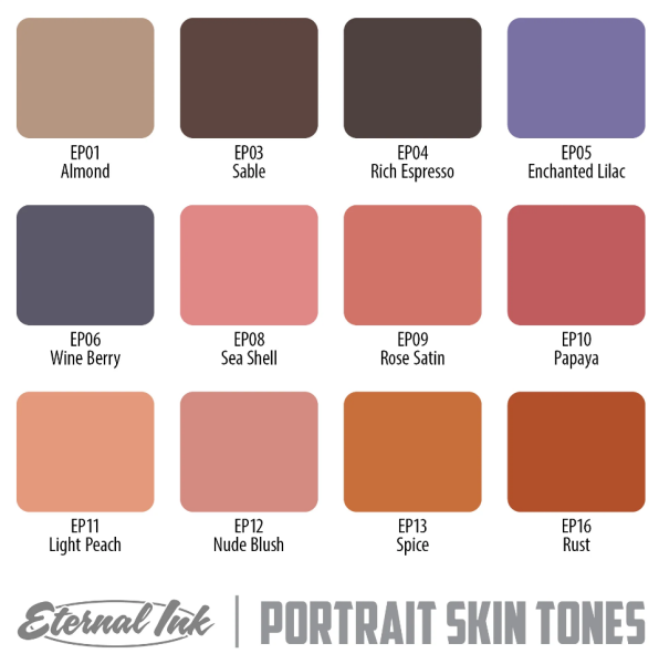 Portrait of the Eternal Tattoo Ink 1 oz / 30 ml of 12 Color Kit