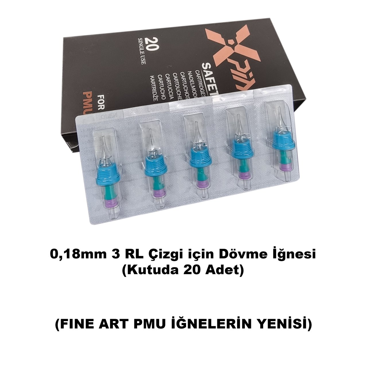 0,18 mm 3 RL Cartridge Dövme İğnesi Kalıcı Makyaj'a Özel 1 Kutu - 20 Adet Kartuş İğne Dragon Xpin Finger Ledge PMU