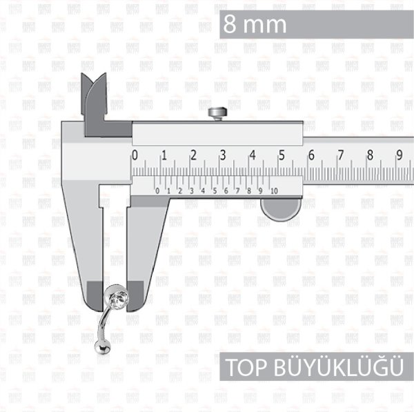 Cerrahi Çelik Beyaz Taşlı Göbek Piercing