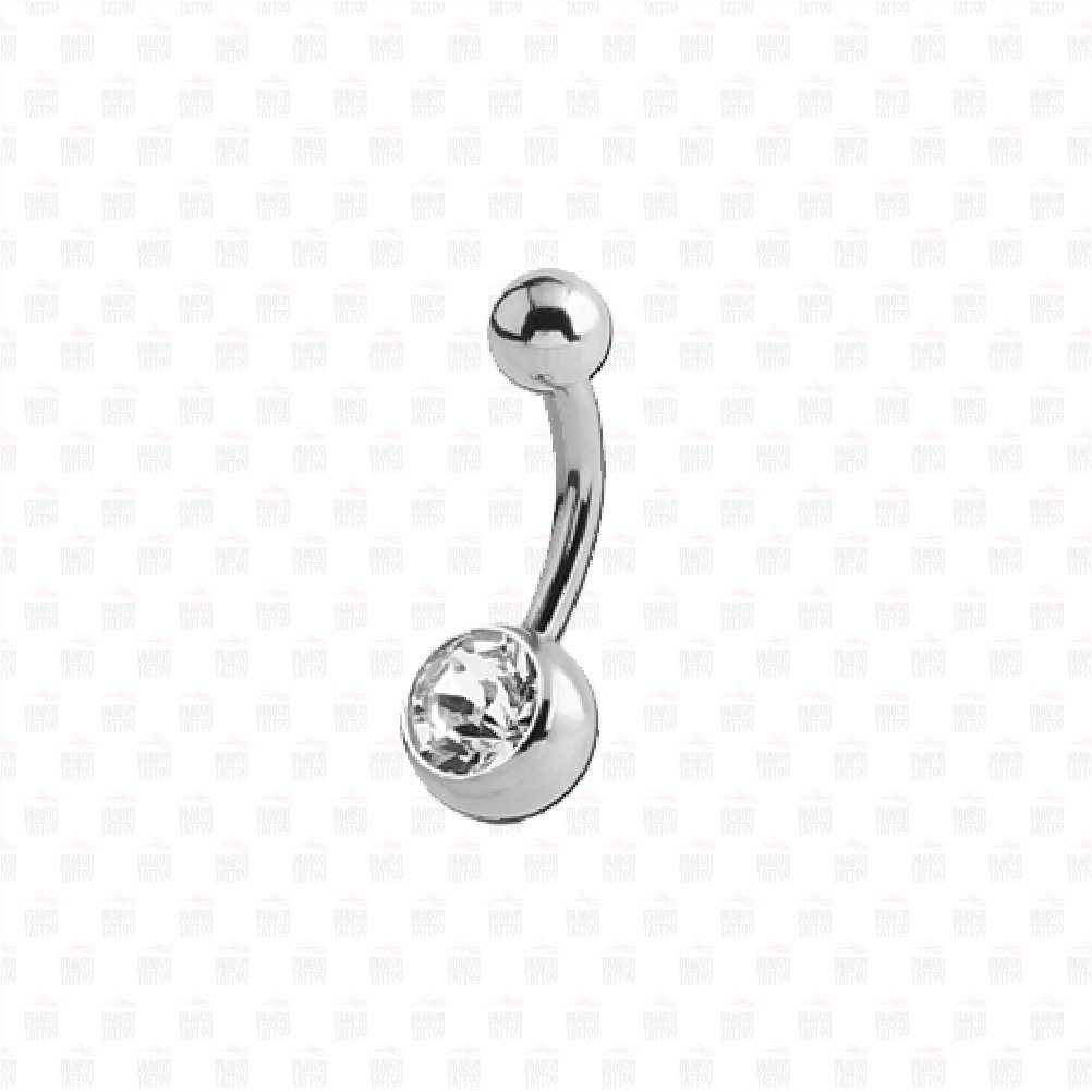 White Stone Belly Piercing Chirurgisch Staal