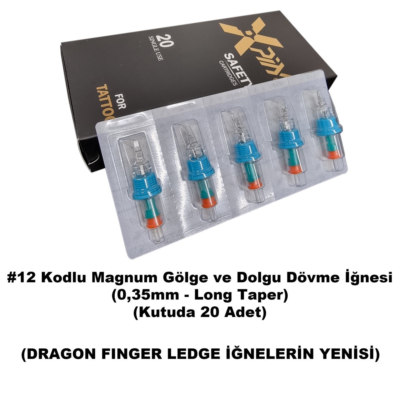 Dragon Xpin Finger Ledge #12 Kodlu Magnum Long Taper Kartuş Dövme İğnesi Gölge ve Dolgu İçin Cartridge İğne