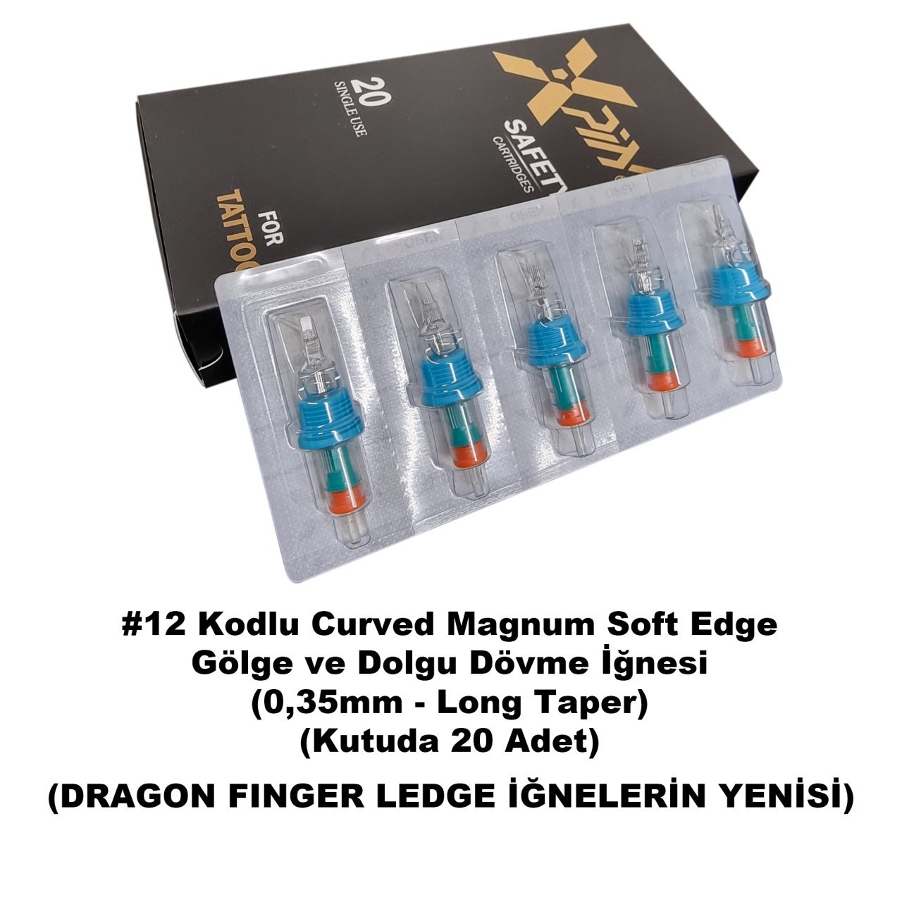 Dragon Xpin Finger Ledge #12 Kodlu Curved Magnum Long Taper Kartuş Dövme İğnesi Gölge ve Dolgu İçin Cartridge İğne SEMLT
