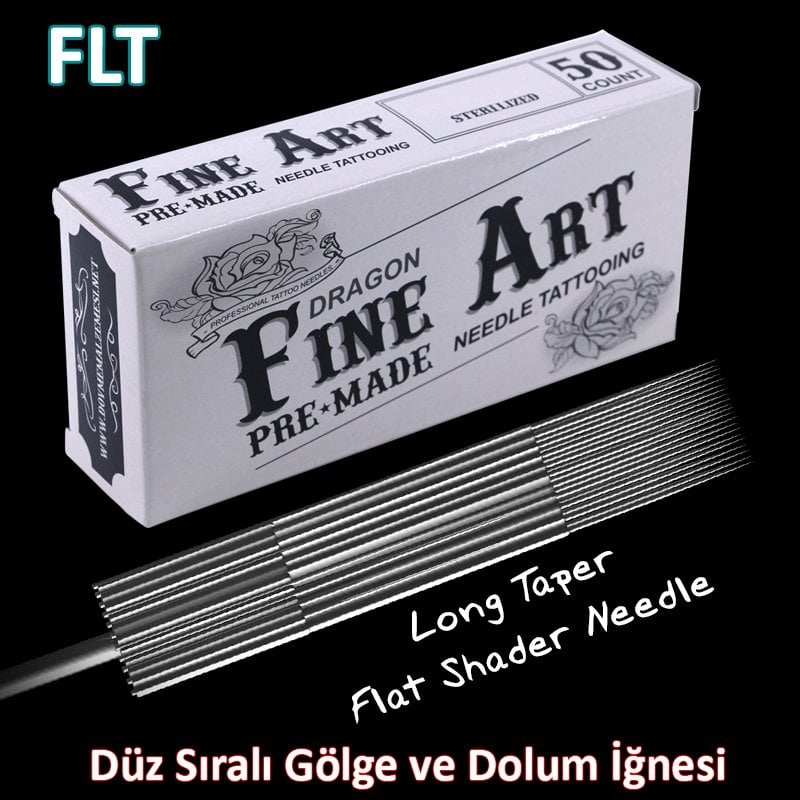FLT Flat Düz Sıralı Gölge ve Dolum için Dragon Fine Art Dövme İğnesi