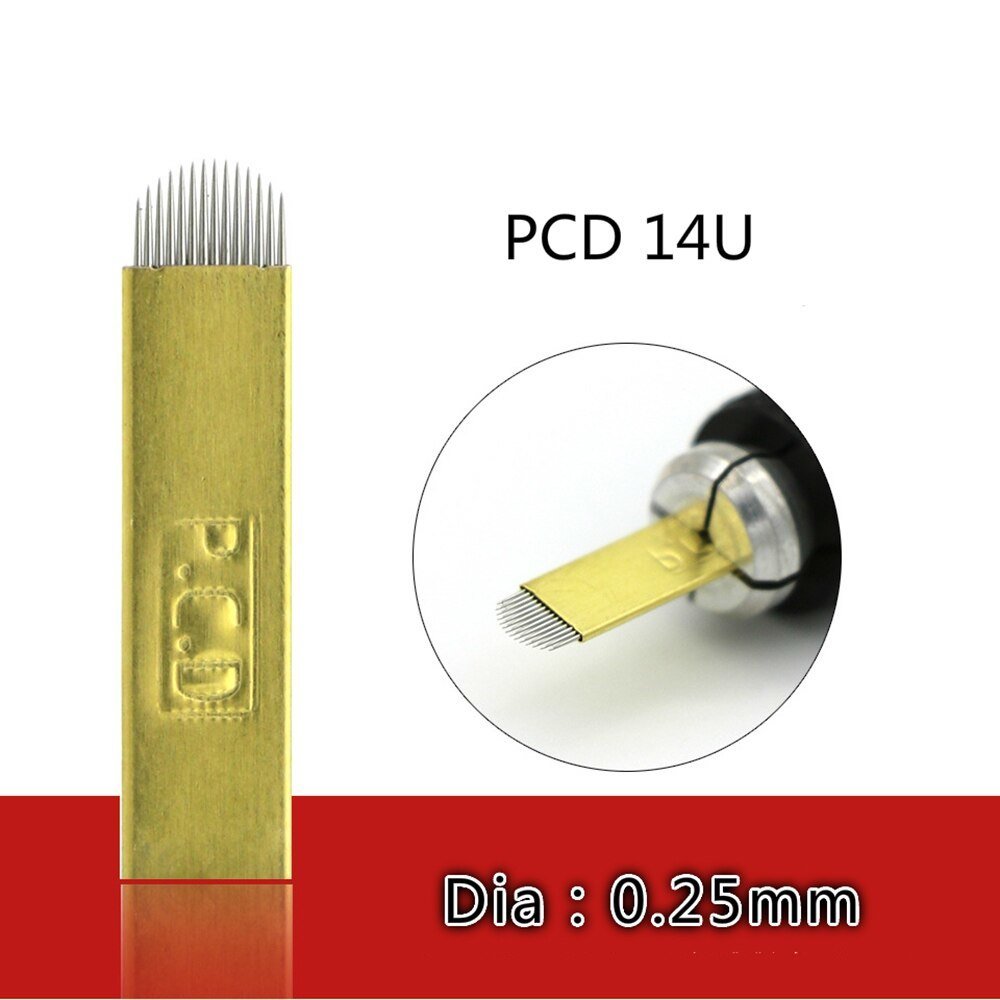 PCD Gold Microblading İğnesi 14 Pin U Blade