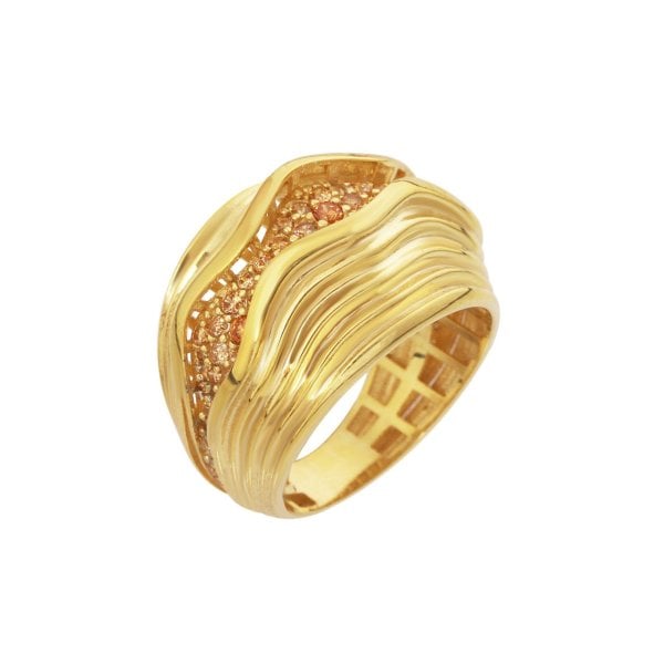 Taşlı Gold Gümüş Yüzük