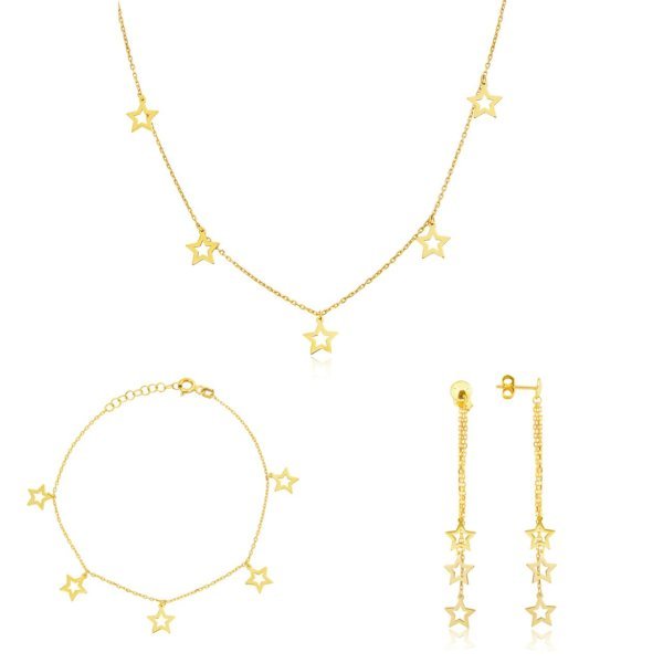 Hafif Model Yıldızlı Gümüş Set