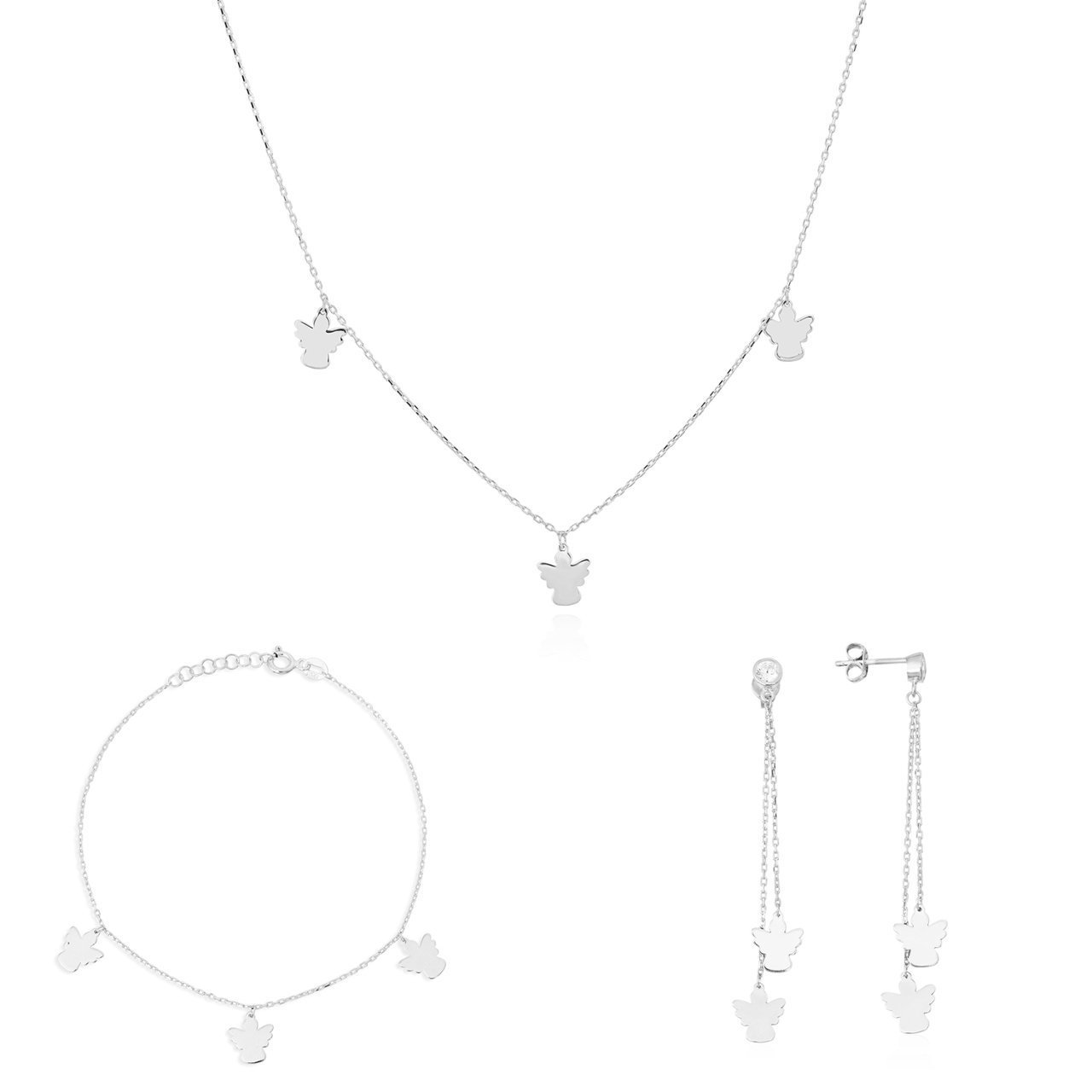Melek Figürlü Gümüş Set