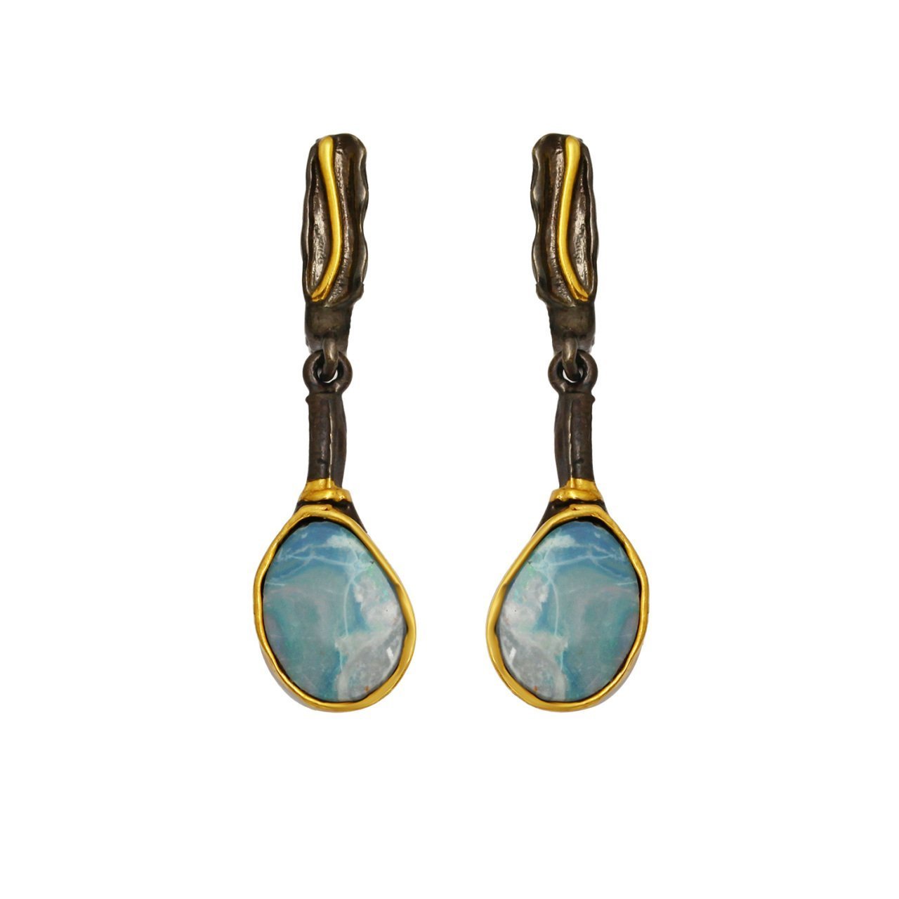 Doğal Opal Taşlı Küpe