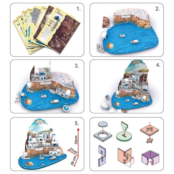 MC195H Cubic Fun, Santorini Adası - Yunanistan , 3 Boyutlu Puzzle