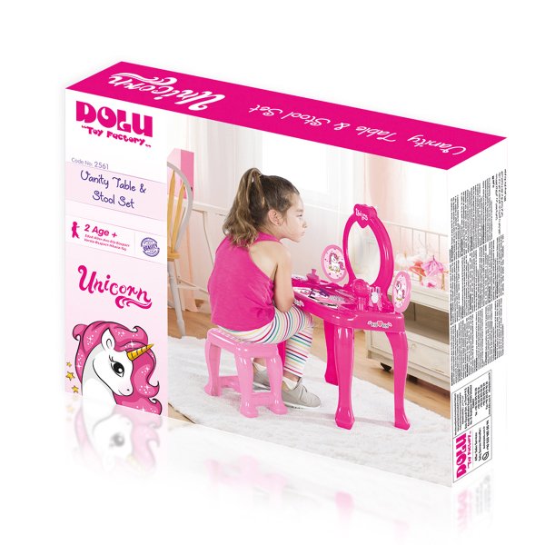 2561 Unicorn Ayaklı Makyaj Masası Ve Sandalye -Dolu