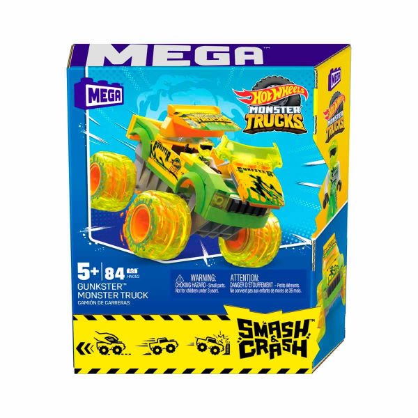 Mattel MEGA Hot Wheels Smash and Crash Gunkster Monster Truck Building Toy  with 1 Figure (84 Pieces)