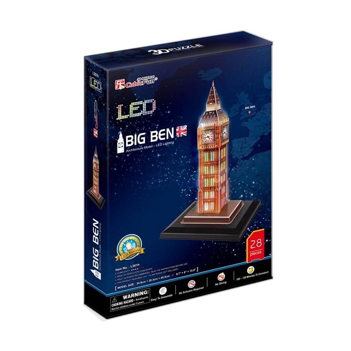 L501H Cubic Fun Big Ben Saat Kulesi Led Işıklı 28 Parça 3 Boyutlu Puzzle