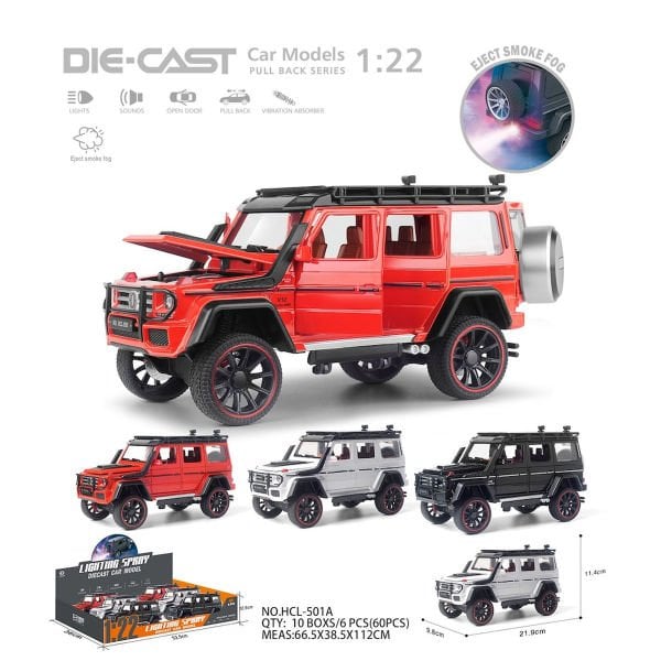 HCL-801PA Çek Bırak 1:22 Sesli ve Işıklı Buhar Çıkartan Jeep -Vardem Oyuncak