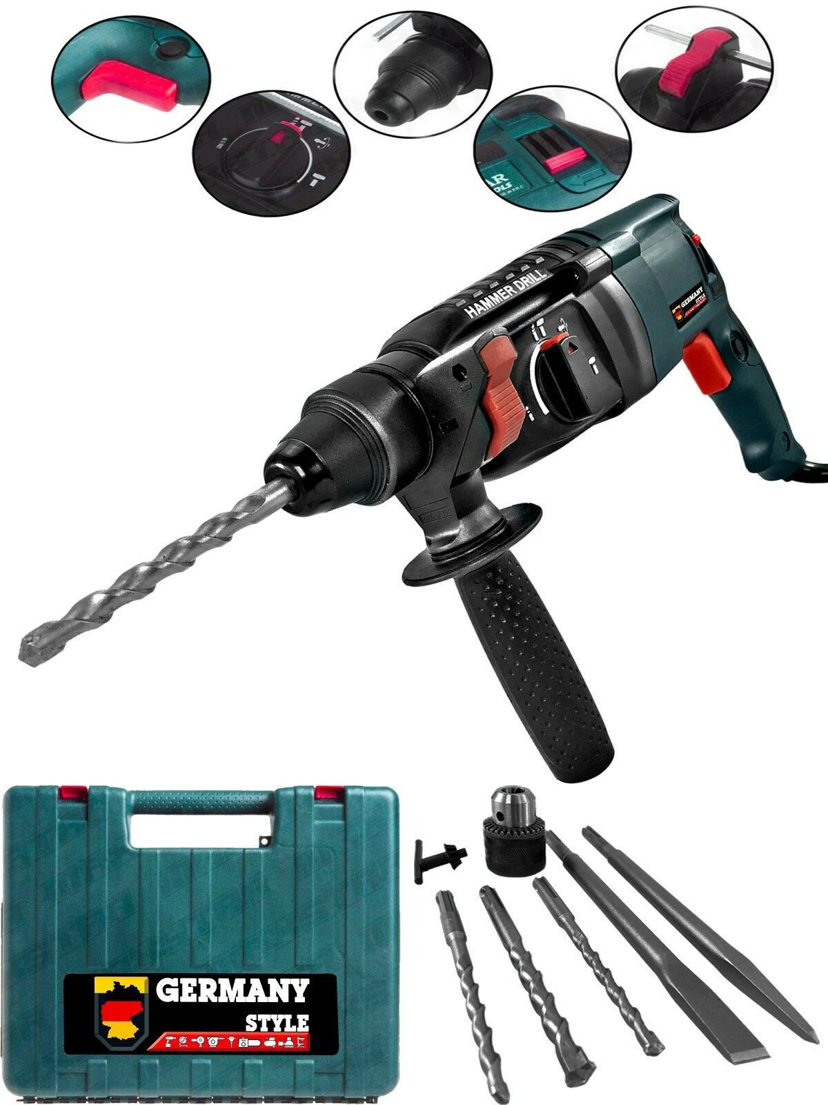 Germany Style GRM9004 1500 Watt Sds Plus Kırıcı Delici Hilti Matkap 26 mm 2.2 Juel 2 Yıl Garantili