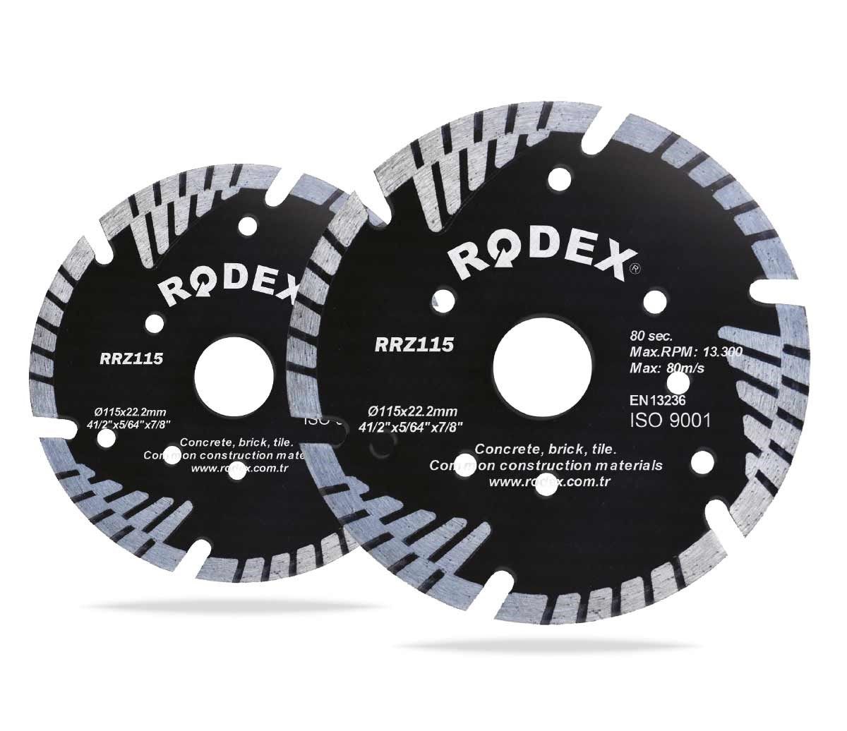 Rodex  RRZ115 Turbo Elmas Kesme Diski Uzatılmış Segment Tipli 115mm