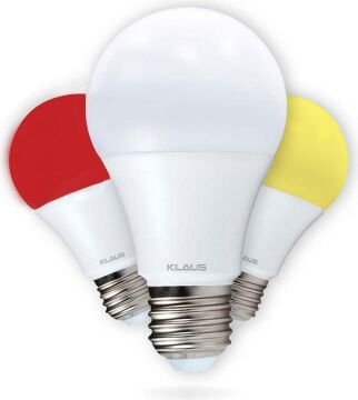 Klaus KE49404T 9W LED Ampul Lamba 3 Renk Bir Arada Beyaz Sarı Kırmızı