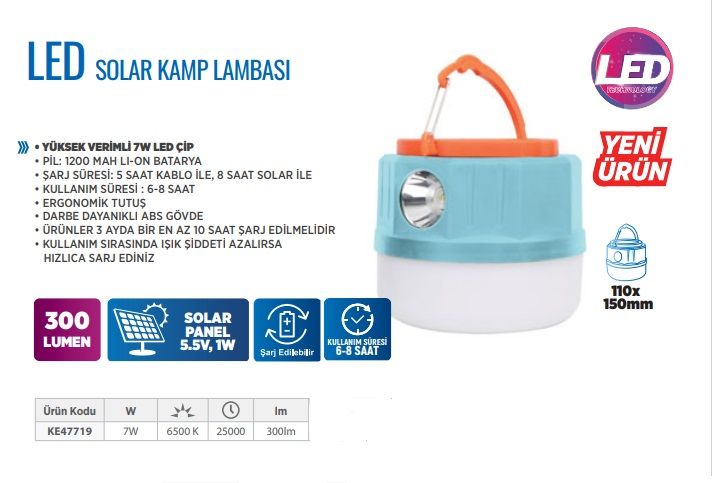 Klaus KE47719 Led Solar Kamp Lambası