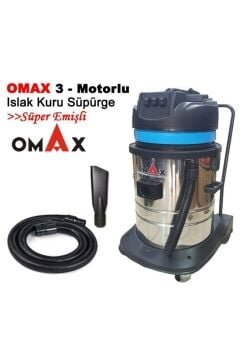 Omax Sanayi Tipi Islak - Kuru 3 Motorlu Elektrik Süpürgesi 3600 Watt