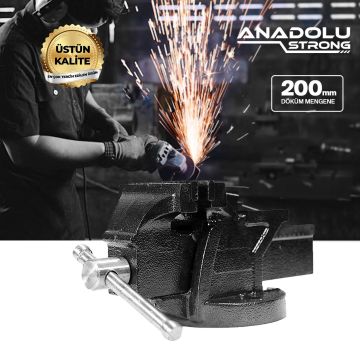 Anadolu Strong Büyük Boy 200mm 8'' Dövme Çelik Sabit Tezgah Masa Mengenesi