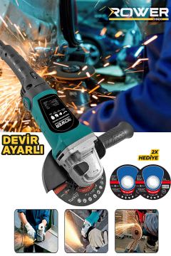 Rowermax RWRX-3803 3500 W Devir Ayarlı Spiral Taşlama Makinası Avuç İçi Taşlama 125 mm 2 Adet Diskli