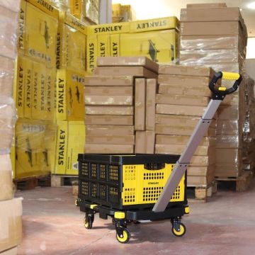 STANLEY PC532B 137kg 62x45cm Dört Tekerli Çekme Kollu Yük ve Paket Taşıma Arabası + FT505 25Kg Katlanır Çok Amaçlı Taşıma Sepeti