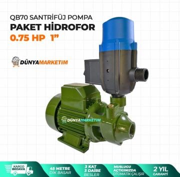 QB70 Santrifüj Pompa Paket Hidrofor 0,75 Hp 1''
