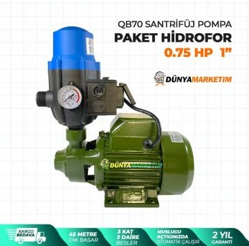 QB70 Santrifüj Pompa Paket Hidrofor 0,75 Hp 1''