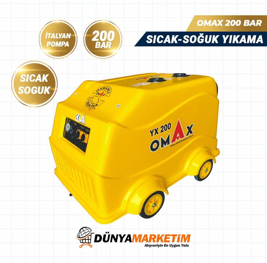 Omax YX 200 Sıcak Soğuk Basınçlı Yıkama Makinası İtaly Pompa Monofaze