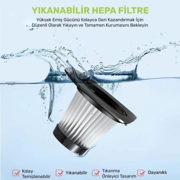 KOBB KBV12F 12V Araç Süpürgesi İçin Yedek HEPA Filtre