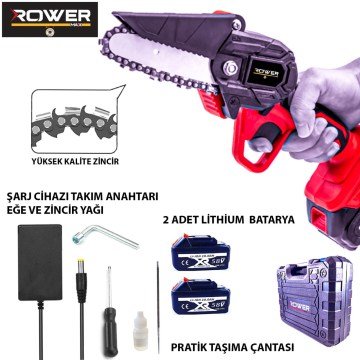 Rowermax RWRX 3064K 58V Max Çift Akülü Budama Testeresi Metal Şanzıman Taşıma Çantalı