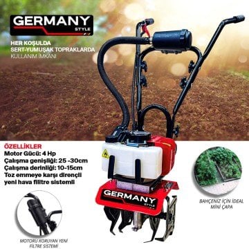Germany Style 4 Hp Benzinli Çapa Makinesi 2 Zamanlı Motor Hobi Bahçeleri İçin