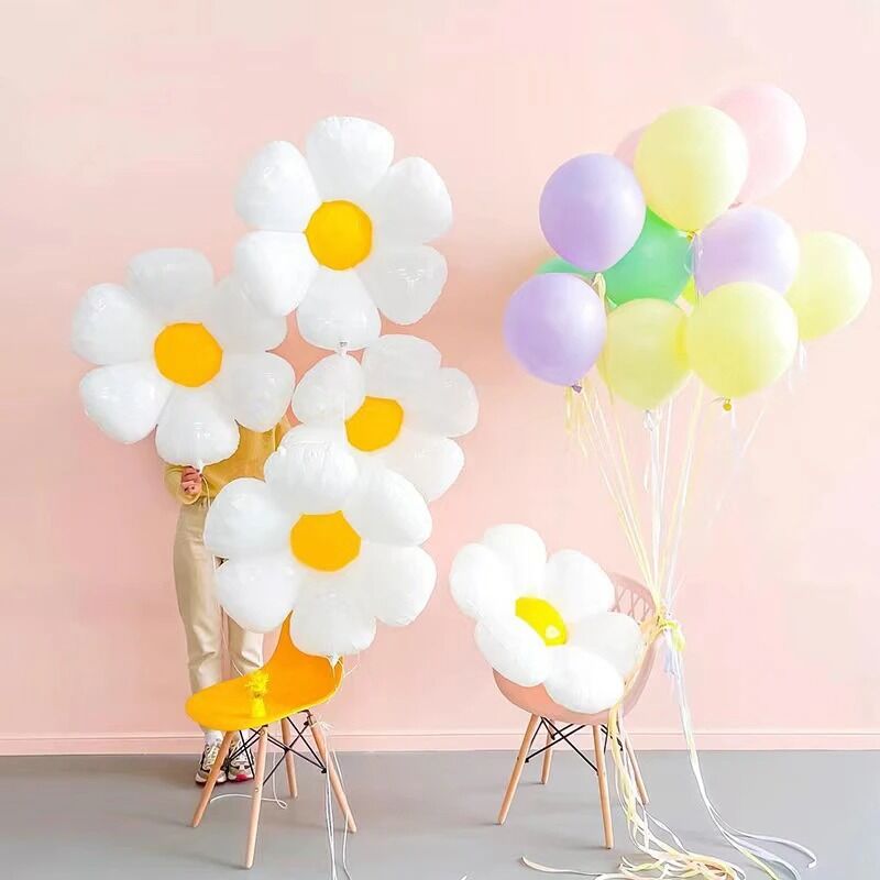 50cm Beyaz Papatya Folyo Balon 1 Adet