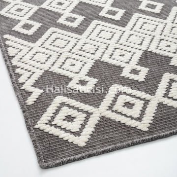 Lena Kabartmalı Kilim 8733 GRİ KREM