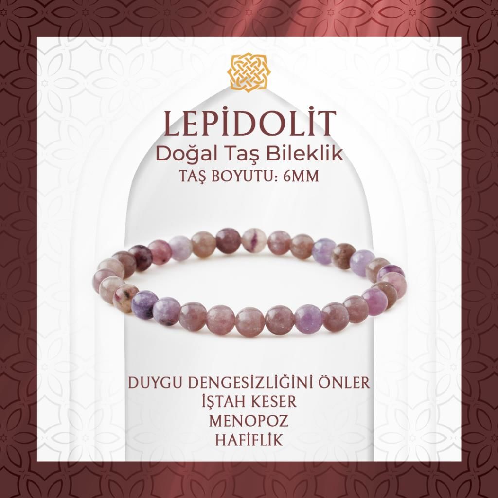 Lepidolit 6mm Doğal Taş Bileklik