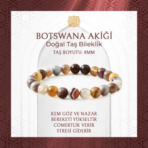 Botswana Akiği 8mm Doğal Taş Bileklik