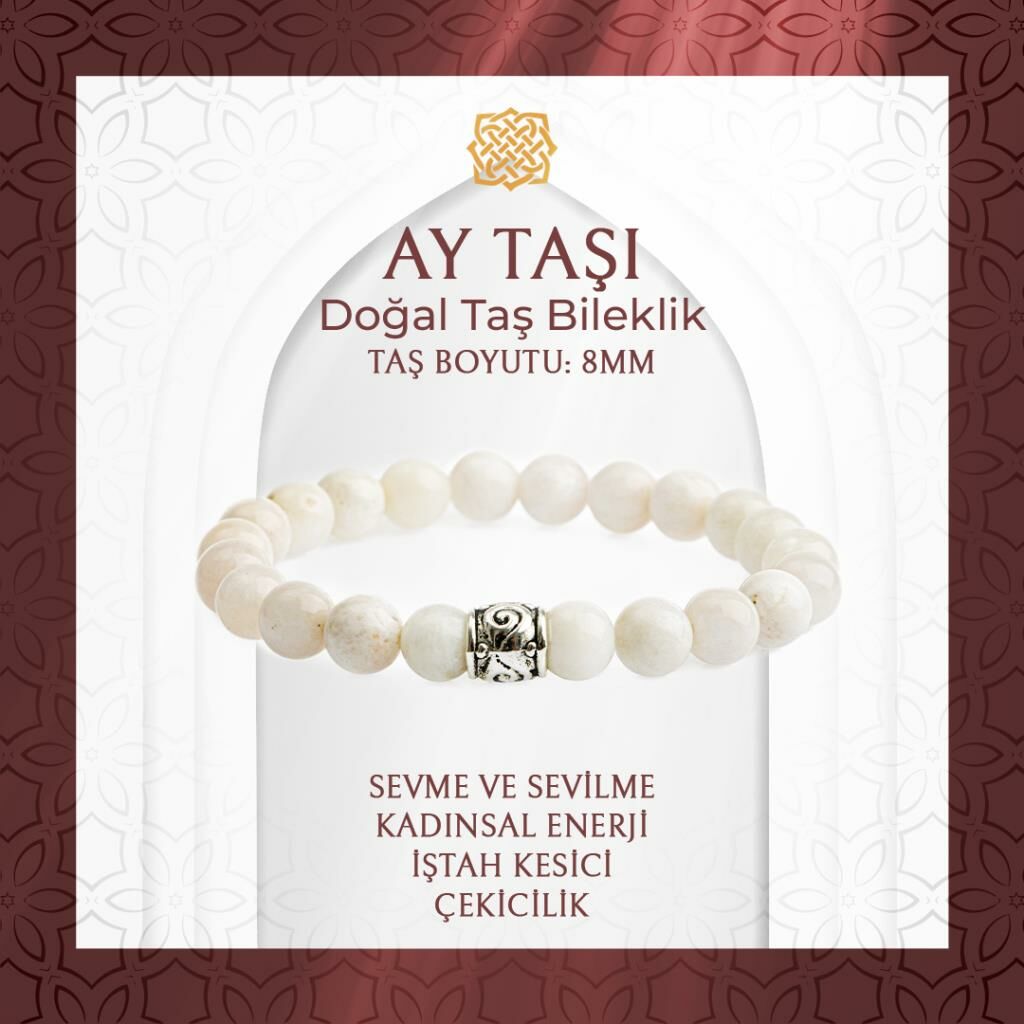 Ay Taşı 8mm Doğal Taş Bileklik