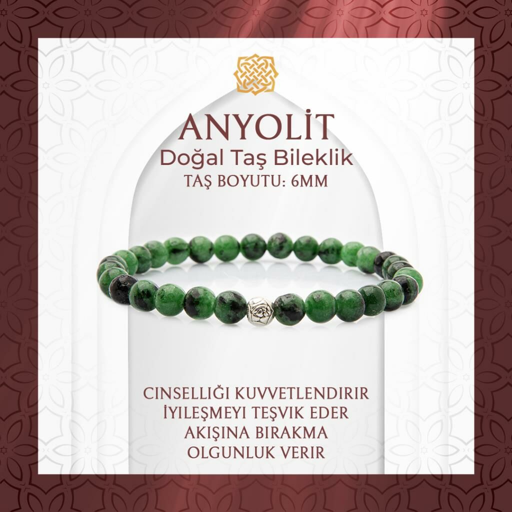 Anyolit 6mm Doğal Taş Bileklik