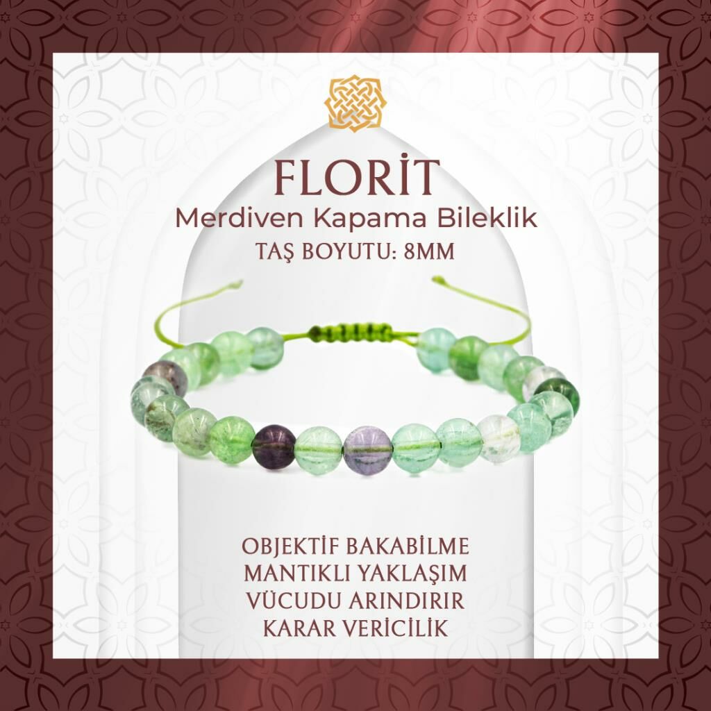 Yeşil Florit 8mm Merdiven Kapama Doğal Taş Bileklik