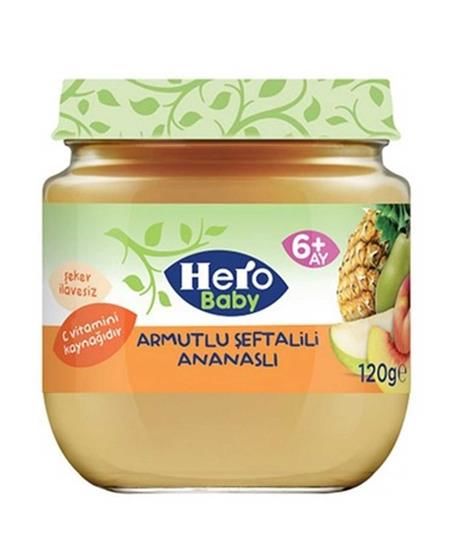 HERO BABY KAVANOZ ARMUT-ŞEFTALİ-ANANAS 120 GR*12