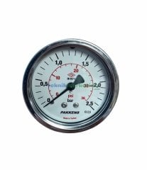 Ø63mm 0-2,5 Bar Panotip Arka Bağlantılı G1/4'' inç Genel Amaçlı Kurutip Manometre, Basınç Göstergesi CL2,5 PAKKENS
