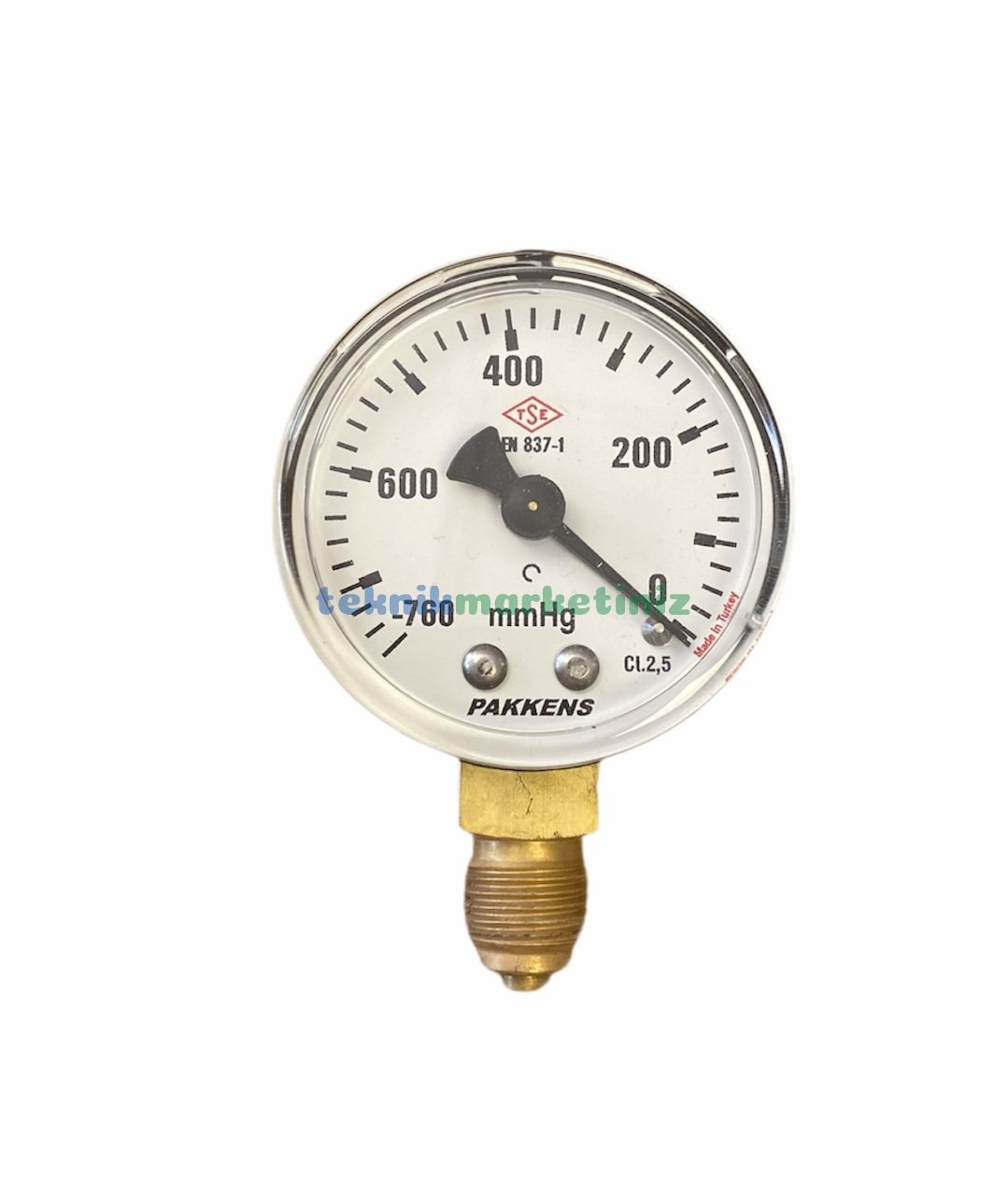 Ø50mm -760 mmHg Alttan Bağlantılı Kurutip G1/4'' Vakummetre, Vakum Göstergesi CL2,5 PAKKENS