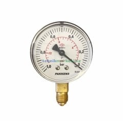 Ø63mm -1 Bar Alttan Bağlantılı Kurutip G1/4'' Vakummetre, Vakum Göstergesi CL2,5 PAKKENS