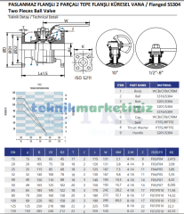 Tepe Flanşlı Aktüatör Takılabilir Tip FLANŞLI İKİ Parçalı 304 Paslanmaz PN16 Küresel Vana AISI SS304