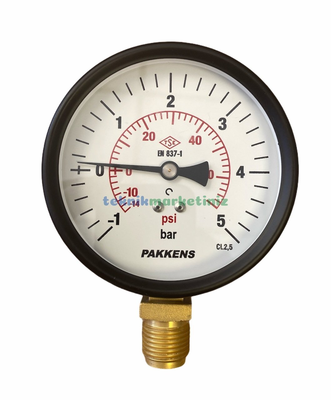 Ø100mm -1 / +5 Bar Alttan Bağlantılı Kurutip G1/2'' ManoVakummetre, Vakum Göstergesi CL2,5 PAKKENS