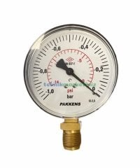 Ø100mm -1 Bar Alttan Bağlantılı Kurutip G1/2'' Vakummetre, Vakum Göstergesi CL2,5 PAKKENS