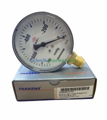 Ø100mm -760 mmHg Alttan Bağlantılı Kurutip G1/2'' Vakummetre, Vakum Göstergesi CL2,5 PAKKENS