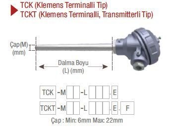 EMKO ( TCKT ) ‘‘K’’ NiCr-Ni TİPİ TRANSMİTTERLİ KLEMENS TERMİNALLİ TERMOKUPL EMKO TCKT -