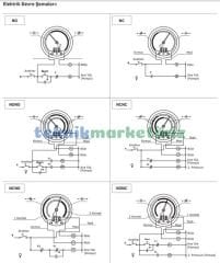 Ø100mm 0/400 Bar Alttan Bağlantılı ÇİFT Elektrik Kontaklı Hassas Manometre, Basınç Ölçer IP65 Kurutip G1/2'' CL1,0 PAKKENS