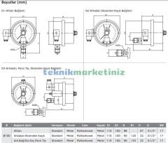 Ø100mm 0/400 Bar Alttan Bağlantılı ÇİFT Elektrik Kontaklı Hassas Manometre, Basınç Ölçer IP65 Kurutip G1/2'' CL1,0 PAKKENS